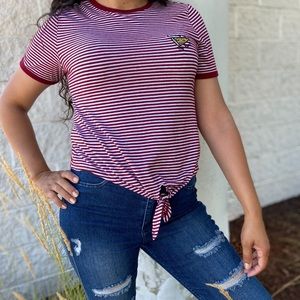 Causal Short Sleeve Tie Front Knot